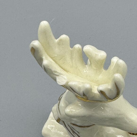 Vtg Ceramic Reindeer Christmas Ornament Gold Gild Accents Holiday Deer Unmarked - Picture 3 of 10